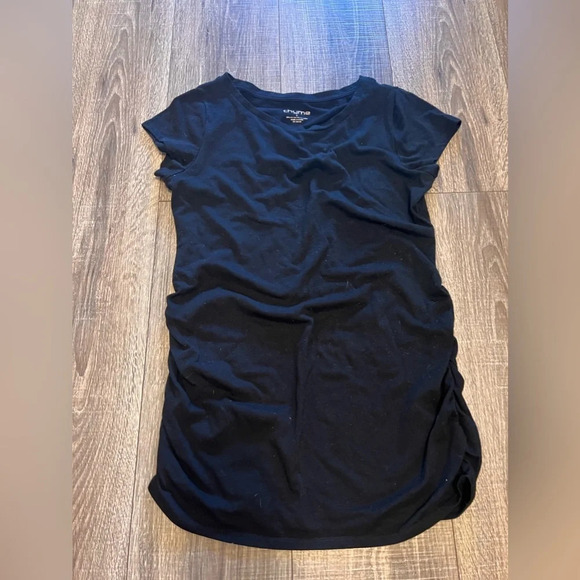 Thyme Maternity Tops - Thyme Women’s Maternity Black Ruched Sides T Shirt Size S